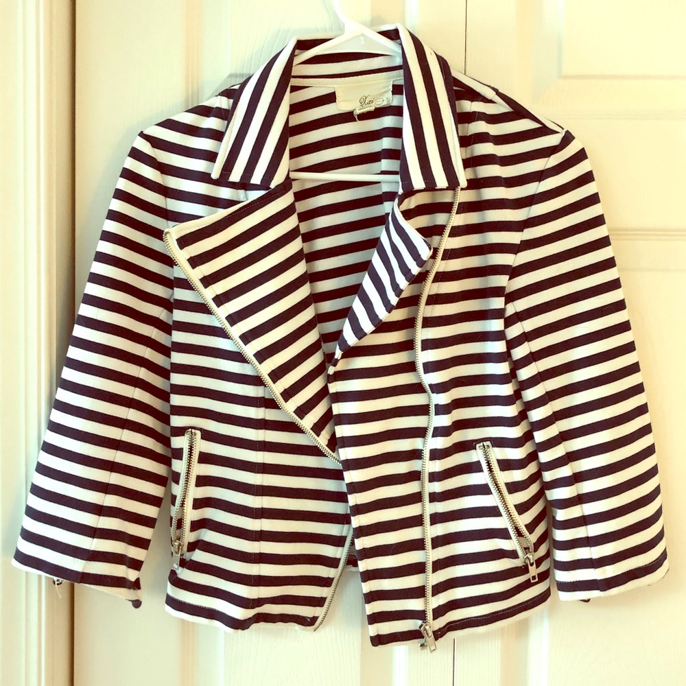 Navy Blue Striped Blazer